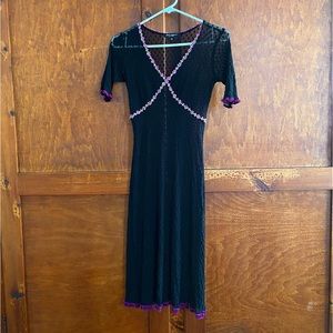 VTG Betsey Johnson Sheer Polka Dot Midi Dress